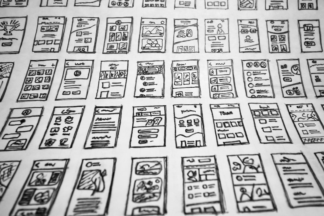 about-01 A whole slew of hand-drawn website layouts in black and white.
